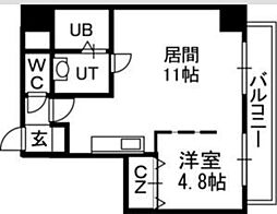 セルベッサ札幌レジデンス 1LDKの間取図画像