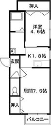 オルタナティブN17 1LDKの間取図画像