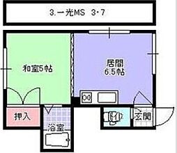 一光ハイムB 1DKの間取図画像