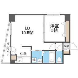 アプフェル美園 1LDKの間取図画像