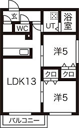 バーニーズブロン 2LDKの間取図画像