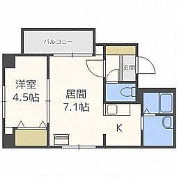 クレエル大通 1LDKの間取図画像