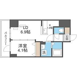 グランカーサ南6条 1LDKの間取図画像