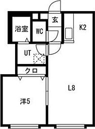 アウルの杜宮の沢 1LDKの間取図画像