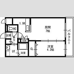 グランカーサ南6条 1LDKの間取図画像