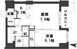 オルムドグランメール大通 1LDKの間取図画像