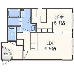 COMSAP24パークサイド 1LDKの間取図画像