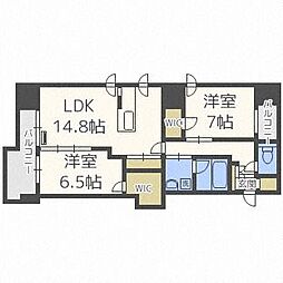 マストライフ南4条 2LDKの間取図画像