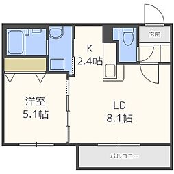 エアフォルクテイネ 1LDKの間取図画像