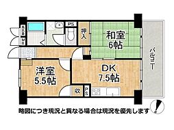 志紀マンション 2DKの間取図画像
