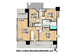 M'PLAZA東大阪ルーベンオーネ 2SLDKの間取図画像