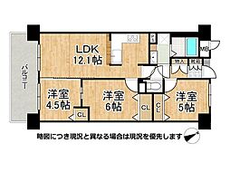 ファミールハイツ八尾B棟 3LDKの間取図画像