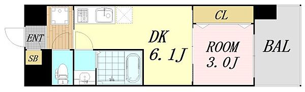 Dimora難波 ｜大阪府大阪市浪速区敷津東1丁目(賃貸マンション1DK・5階・25.01㎡)の写真 その2