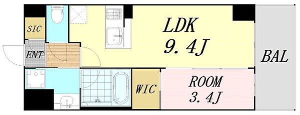 アヴェニール中崎 ｜大阪府大阪市北区中崎1丁目(賃貸マンション1LDK・8階・32.72㎡)の写真 その2