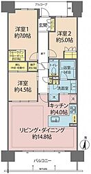 セントラルガーデン・レジデンス岡崎 3LDKの間取図画像
