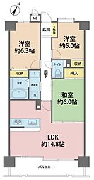 ライオンズマンション一社東 3LDKの間取図画像