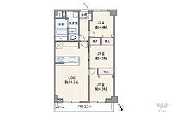 戸部グランドハイツ 3LDKの間取図画像