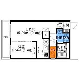 名古屋市営東山線 星ヶ丘駅 徒歩14分の賃貸アパート 2階1LDKの間取り