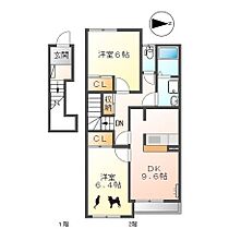 愛知県名古屋市守山区城土町（賃貸アパート2LDK・2階・58.40㎡） その2