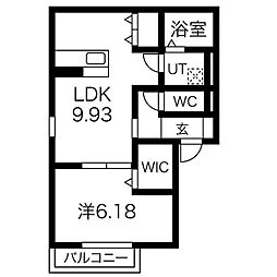 名古屋市営東山線 一社駅 徒歩15分の賃貸アパート 1階1LDKの間取り