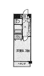 名古屋市営名城線 茶屋ヶ坂駅 徒歩5分の賃貸マンション 3階1Kの間取り
