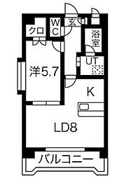 名古屋市営鶴舞線 平針駅 徒歩5分の賃貸マンション 4階1LDKの間取り