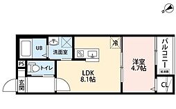 名古屋市営鶴舞線 原駅 徒歩4分の賃貸アパート 1階1LDKの間取り