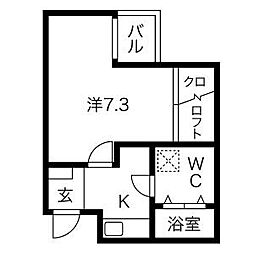 名古屋市営東山線 今池駅 徒歩9分の賃貸アパート 2階1Kの間取り