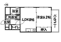エムワン一社 1LDKの間取図画像