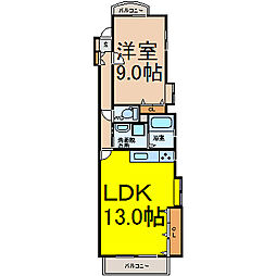 よもぎ台マンション 1LDKの間取図画像