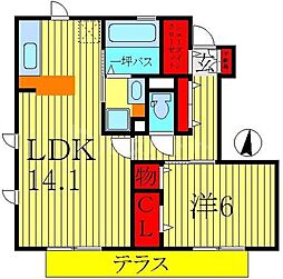 グリーンヴィラハーケン 1階1LDKの間取り