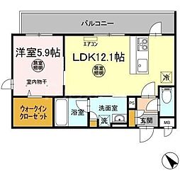 インフィニット　カンワ 4階1LDKの間取り
