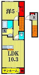 コラット 2階1LDKの間取り