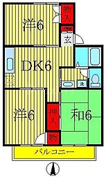 パールハイツ鏑木 3DKの間取図画像