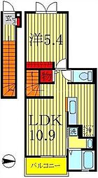 ソレアード南流山 1LDKの間取図画像