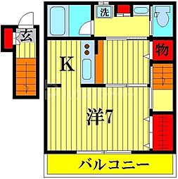 ドミール西初石A 1Kの間取図画像
