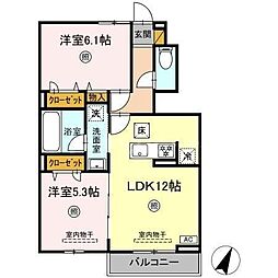 Orto Sole(オルト ソレ) 2LDKの間取図画像