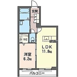 アドニス柏 1LDKの間取図画像