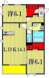 リシェス1 2LDKの間取図画像
