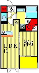 リシェス1 1LDKの間取図画像
