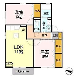 ウィルビューB 2LDKの間取図画像