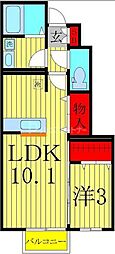 ストラールB 1LDKの間取図画像