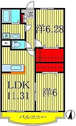 アジュール 2LDKの間取図画像