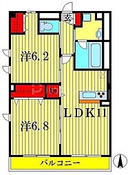 ロチュス・ルカルデ 2LDKの間取図画像