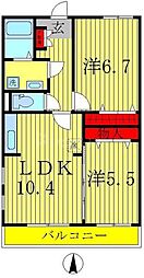 N.ウエストコート 2LDKの間取図画像