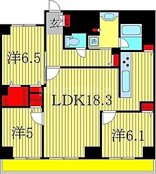 アヴェニール柏の葉 3LDKの間取図画像