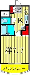ミレニアムハイツ 1DKの間取図画像