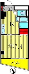 オークヒルズ 1Kの間取図画像
