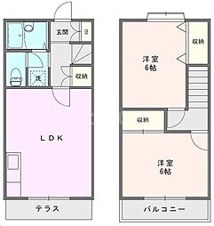シティハウスαB棟 2LDKの間取図画像