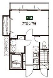 メルディア野田B 1Kの間取図画像